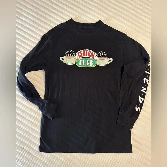 FRIENDS Tops - FRIENDS Black Long Sleeve Central Perk Logo Tee